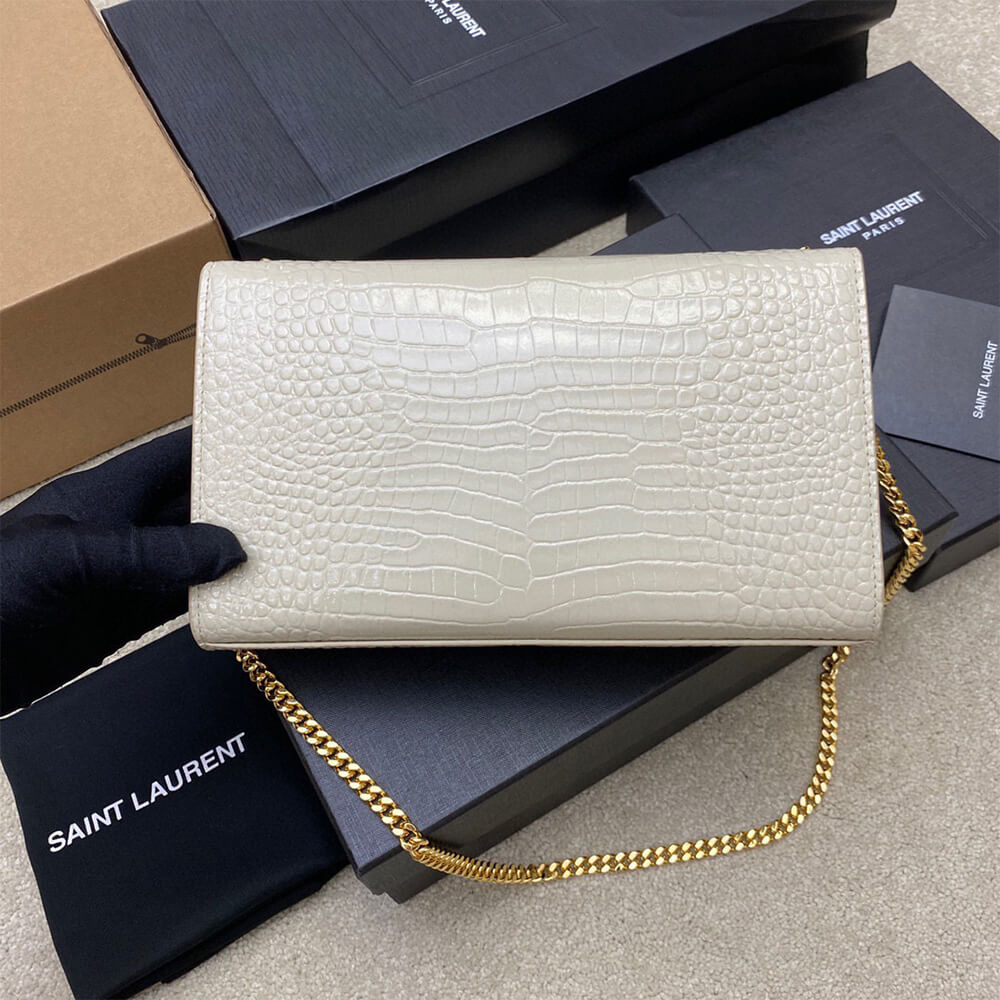 YSL kate medium tassel in crocodile-embossed leather