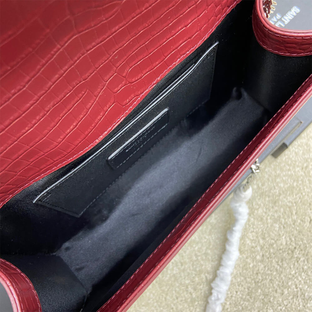 YSL kate medium tassel in crocodile-embossed leather