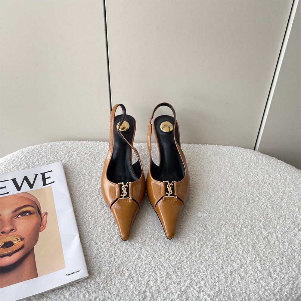 YSL Babylone Breteuil Slingback Pumps in Patent Leather