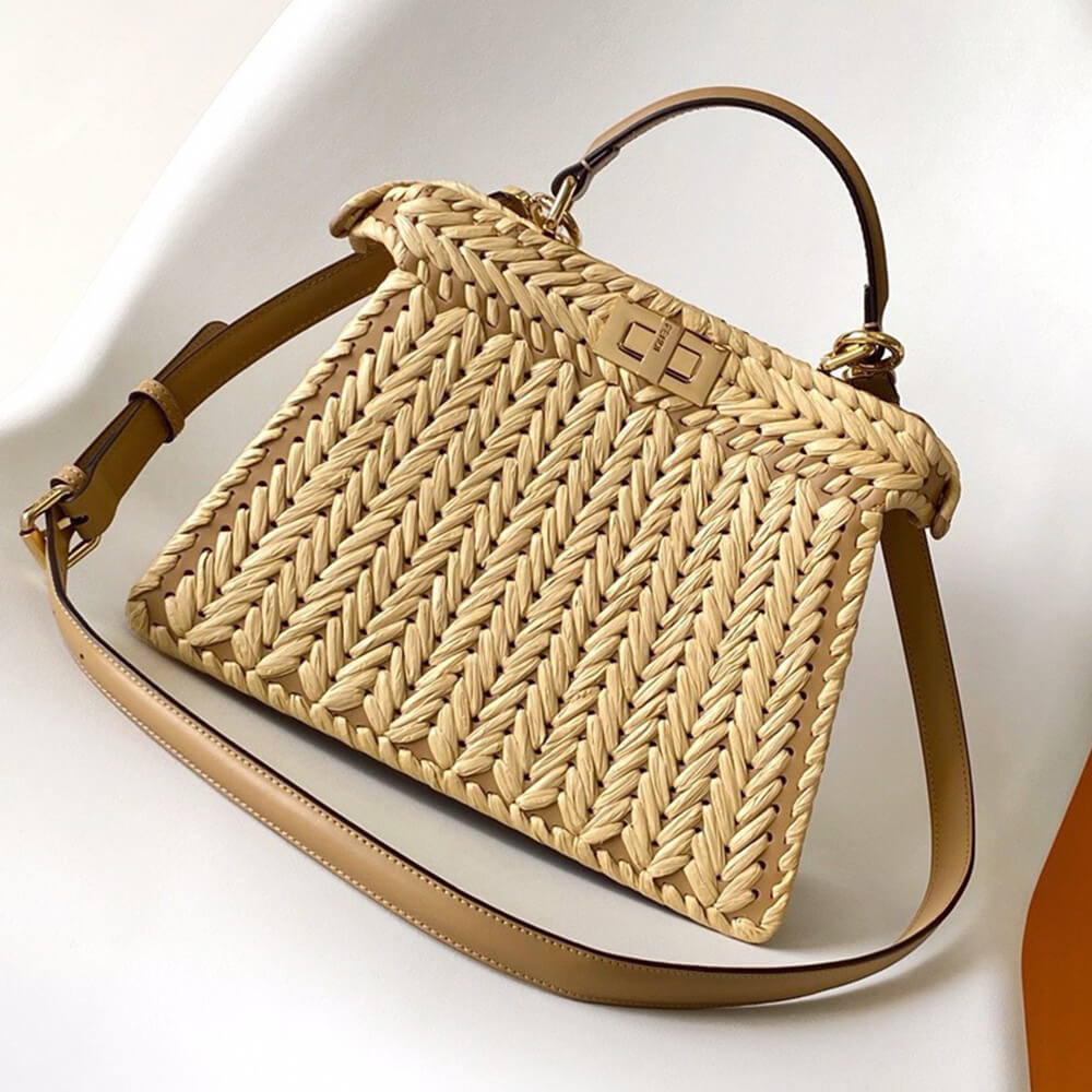 FENDI Peekaboo ISeeU Small Raffia(TAX-FREE GRADE)