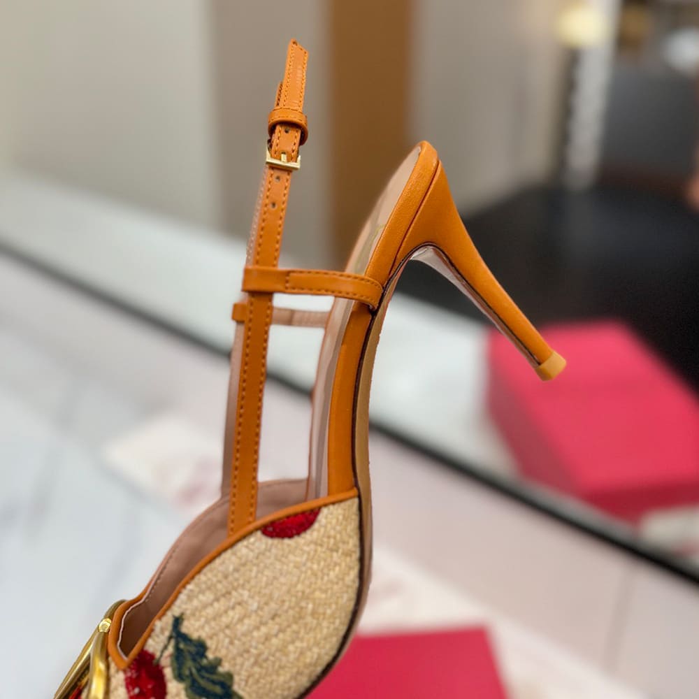 VALENTINO VLOGO SIGNATURE cherry pattern jacquard lace-up high heels (heel height 5cm|8cm)