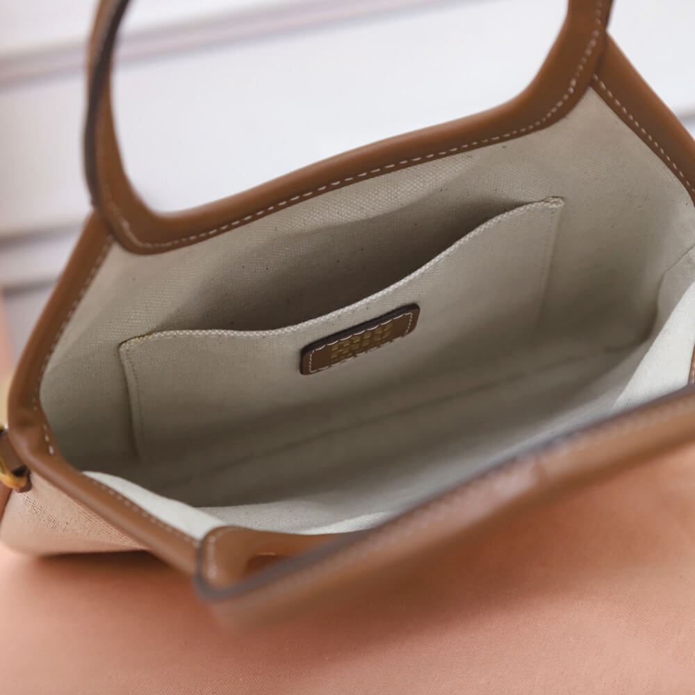 MIUMIU MINI IVY canvas and leather bag(HIGH-END GRADE)