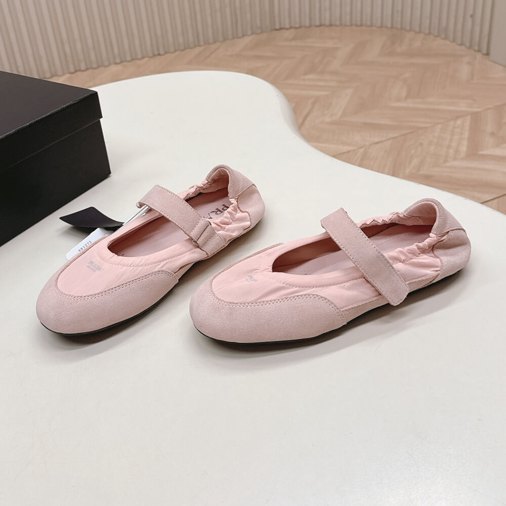 PRADA Re-Nylon and suede ballet flats