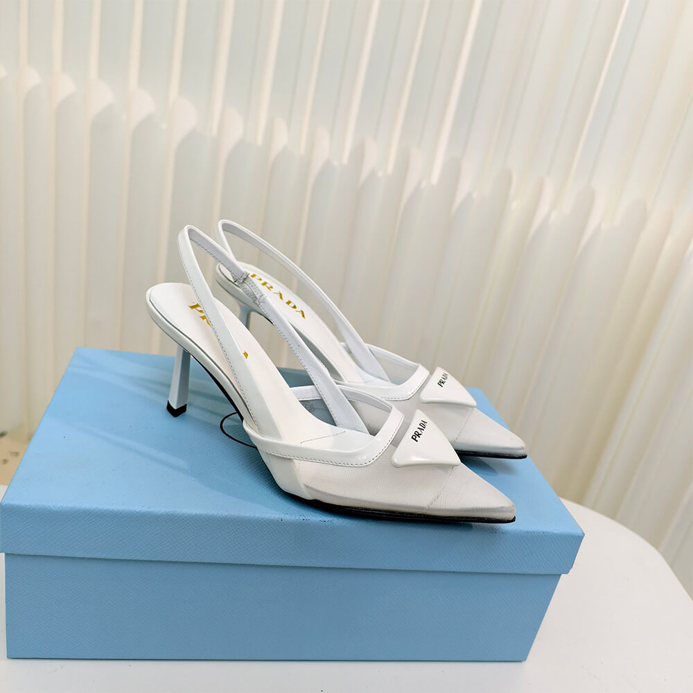 PRADA Mesh fabric slingback pumps