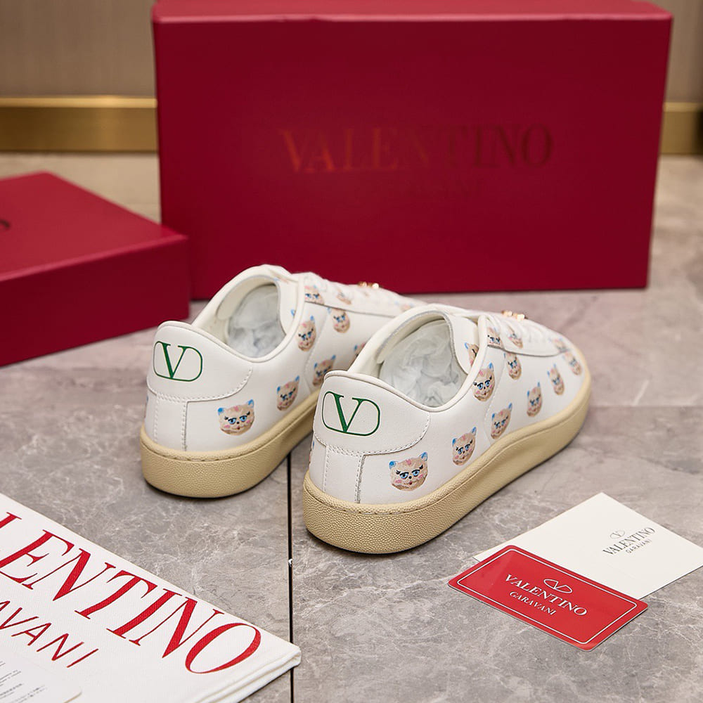 VALENTINO ROYCO Women s  LE CHAT DE LA MAISON  Patterned Soft Calfskin Sneakers