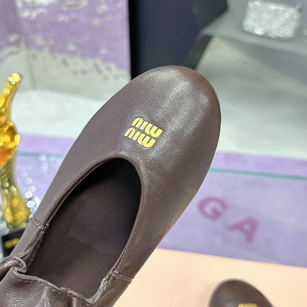 MIUMIU Ruches Nappa Leather ballet flats